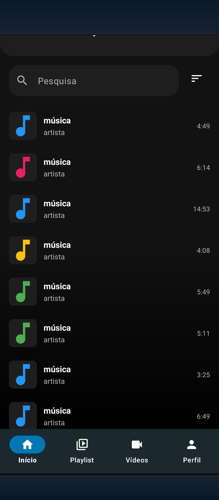 Tela Inicial - Play Música